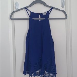 Royal blue lace bottom tank